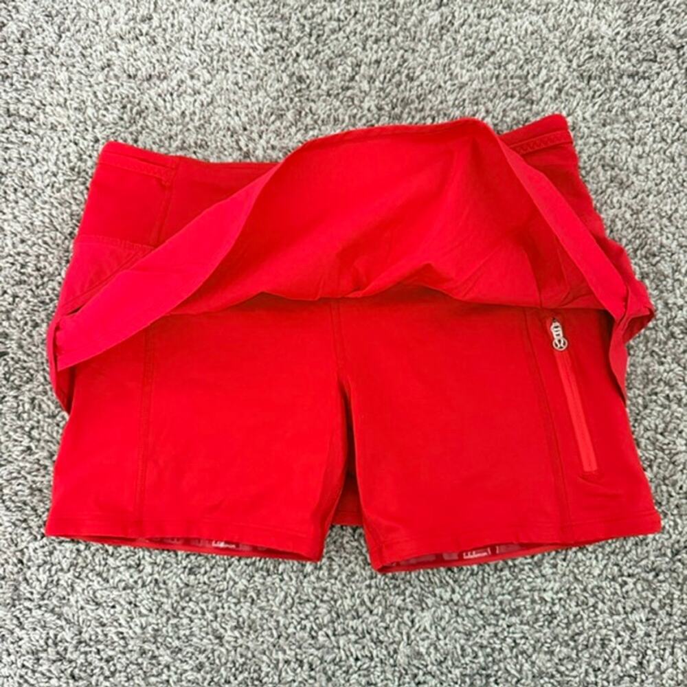 Lululemon Run Speed Squad Skirt‎ Compression Shorts Pocket Currant Red Women's 6 - Picture 4 of 12